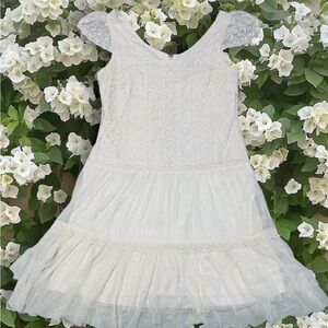 Pinky White Lace Formal Kids Dress